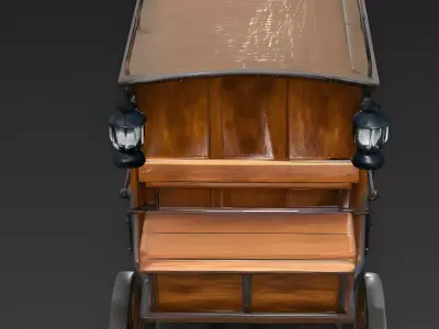 Vintage Western Covered Carriage 3D Model Low-poly 3D model