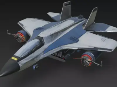 Futuristic Stealth Fighter 3D Model SciFi Jet Low-poly 3D model