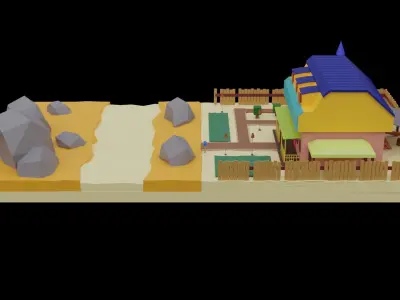 House in the desert Free low-poly 3D model