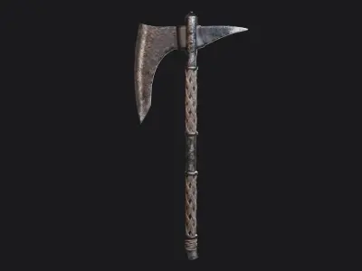 Simple battleaxe for your monster Free low-poly 3D model