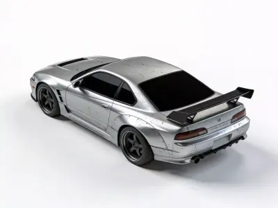 Realistic 90s Japanese Drift Car 3d model Low-poly 3D model