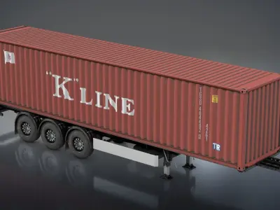 Semi-Trailer Container Low-poly 3D model