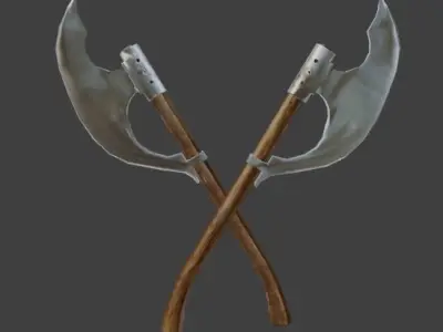 Lowpoly pbr game ready Axe with wooden handle Free low-poly 3D model