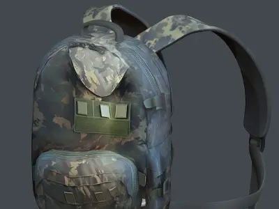 Backpack Camping Generic military human bag storqge baggage Low-poly 3D model 5