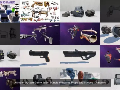 Ultimate Stylized Game Asset Bundle Weapons Props and Scopes 3D Model Collection
