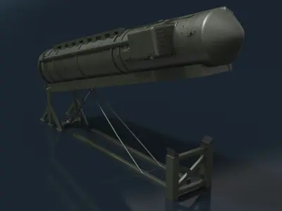 Strategic Ballistic Missile on Launch Frame 3D model