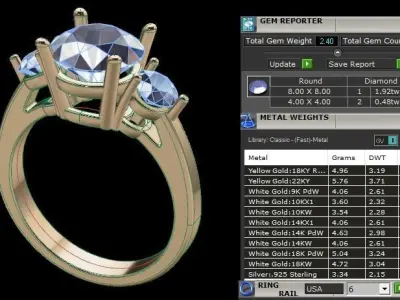 3 STONE ENGAGEMENT RING 3D print model