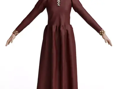 Medieval Noblewoman Dress 3D model