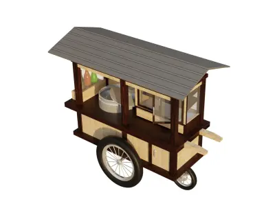 STREET VENDOR CART LOW POLY  Low-poly 3D model