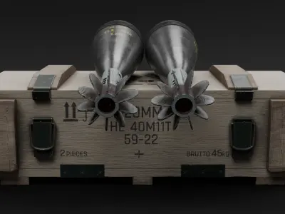 Game-Ready Mortar Bomb Military Box Pack Low-poly 3D model