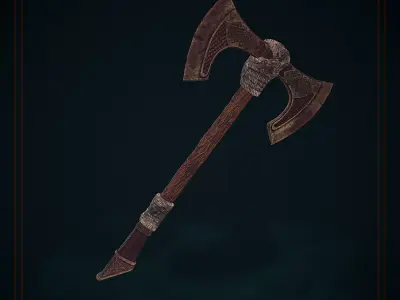 Viking axe Low-poly 3D model 5