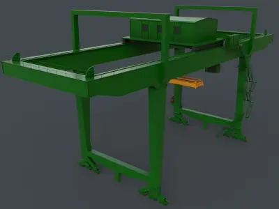 PBR Rail Mounted Gantry Crane RMG V1 - Green Low-poly 3D model