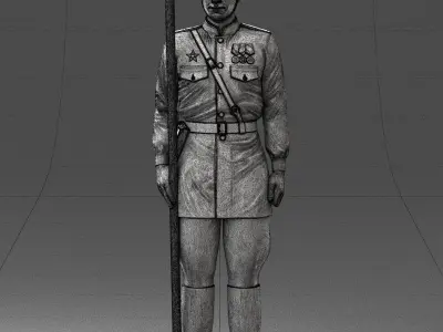 000109 Soviet Guard Soldier with Helmet and Medals 0116 3dp 3D print model