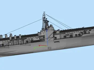 Large surface ship Low-poly 3D model