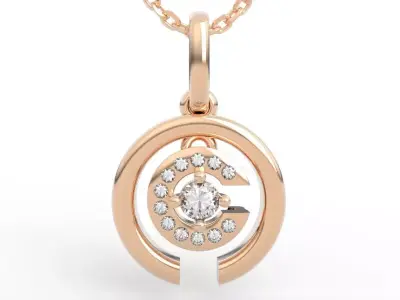 Elegant Circle Letter Necklace Charm 3D print model