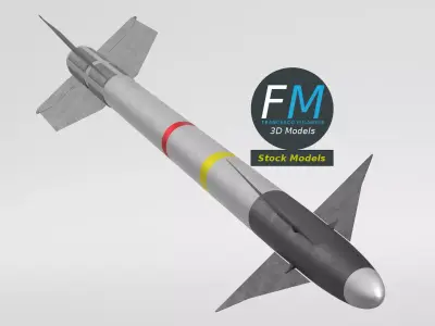 Stylized infrared-guided air-to-air missile 3D model