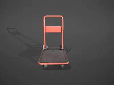 Folding Platform Truck - Trolley - Red Low-poly 3D model