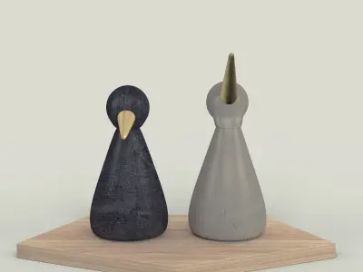 Birds Figurine - Modern Decor Object 3D model