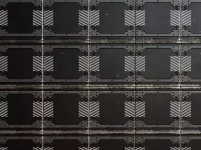 Black Modular Sci-Fi Warning Panel PBR Seamless Texture