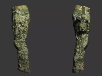 Modern Tactical Combat Pants MultiCam - Game Ready Low-poly 3D model