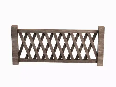 Wooden Fence B 02 Low-poly 3D model