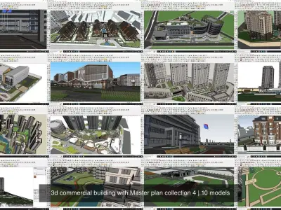 3d commercial building with Master plan collection 4 3D Model Pack