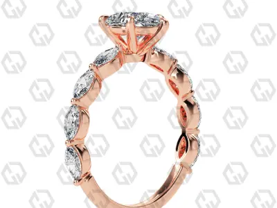 Ring 87 Pear Shape marquise on shanks with Gems 3D print model