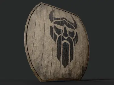 Slavic hybrid shield-painted black God symbol Low-poly 3D model