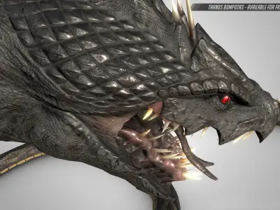 Snake dragon Low-poly 3D model