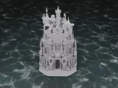 White Stone Castle  Fantasy Medieval Fortress 3D Model Low-poly 3D model