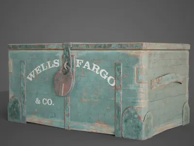 Wooden trunk box Low-poly 3D model