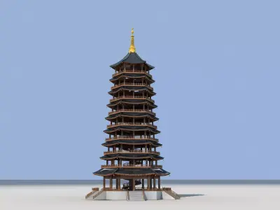 Chinese Ancient Pagoda pagoda 3D model purchase