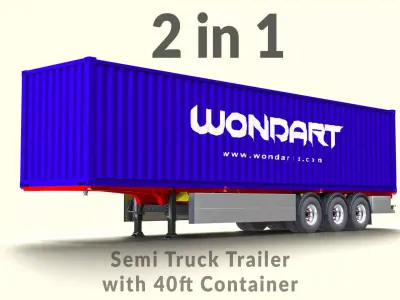 High Quality cargo Container with Trailer 3D Model Pack