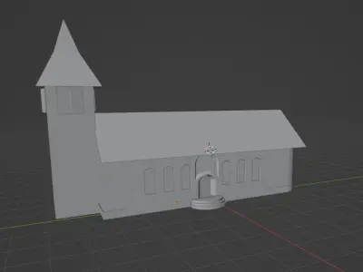 Medieval Game-Ready Church Low-poly 3D model