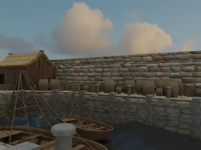Coastal Village Harbor 3D model