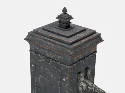 Victorian Hand Water Pump Worn model 3D model