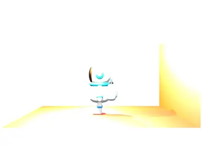 Astronaut cartoon character with headphones and backpack 3D model