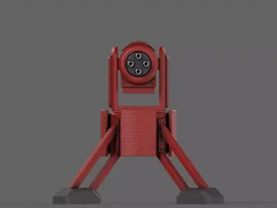 PBR Turret Gun 04 Red Low-poly 3D model