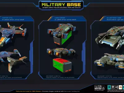 LowPoly SF MILITARY Base  Low-poly 3D model