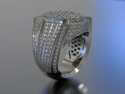 MEN RING WITH BIG  DIAMONDS 3D print model