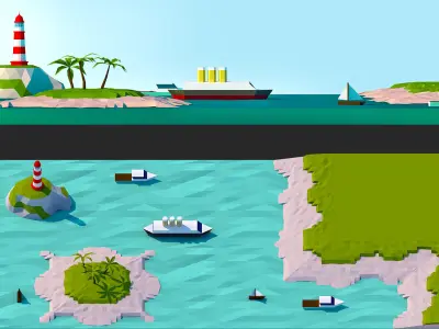 Modular Sea platforms 3d mode Low-poly pack Low-poly 3D model