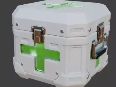 Stylized Sci-Fi Medical Crate 3D Model Low-poly 3D model