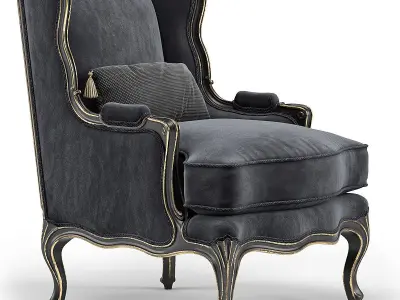 Louis XV Bergere Wing Armchair 3D model