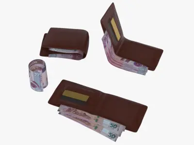 Jordan 50 Dinars Wallet Money Purse 3D model
