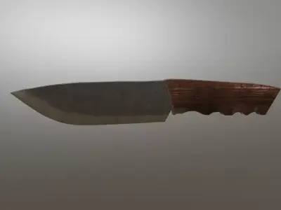 Knife 3D model with wooden handle Low-poly 3D model