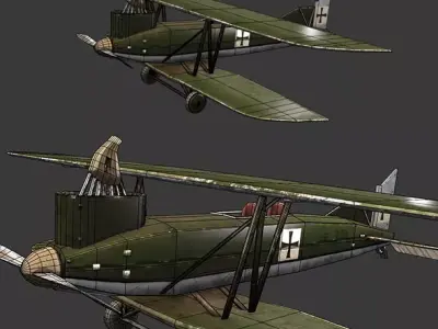 Aircraft Plane Airplane Old Airplane Junker J4 Free low-poly 3D model