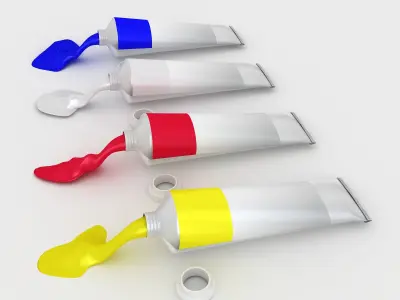 Oil Paint Tubes 4 Colors Set 3D model