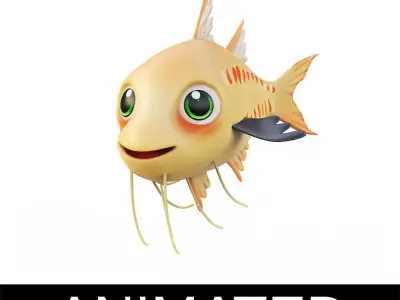  Threadfin Fish Cartoon Animated Low-poly 3D model
