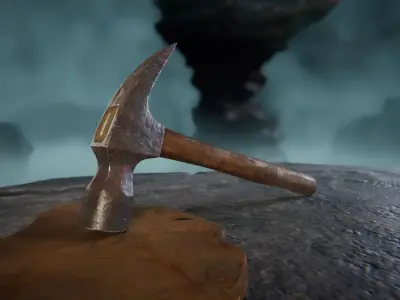 Old Claw Hammer Low-poly 3D model