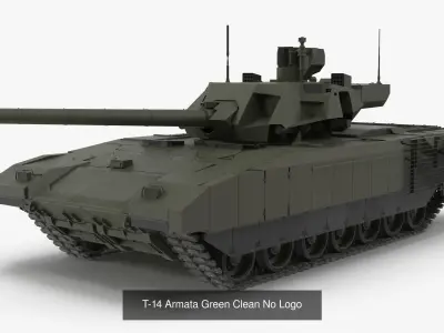 T-14 Armata Green No Logo Collection 3D Model Pack